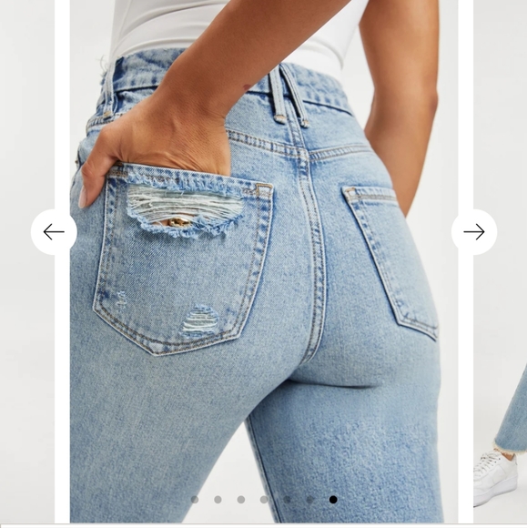 Good American Good Boy distressed light wash Indigo117 2 26 NWT boyfriend - Picture 6 of 15